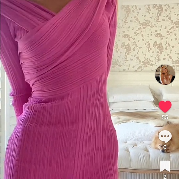 Herve Leger Pink Off Shoulder Dress - Picture 2 of 4